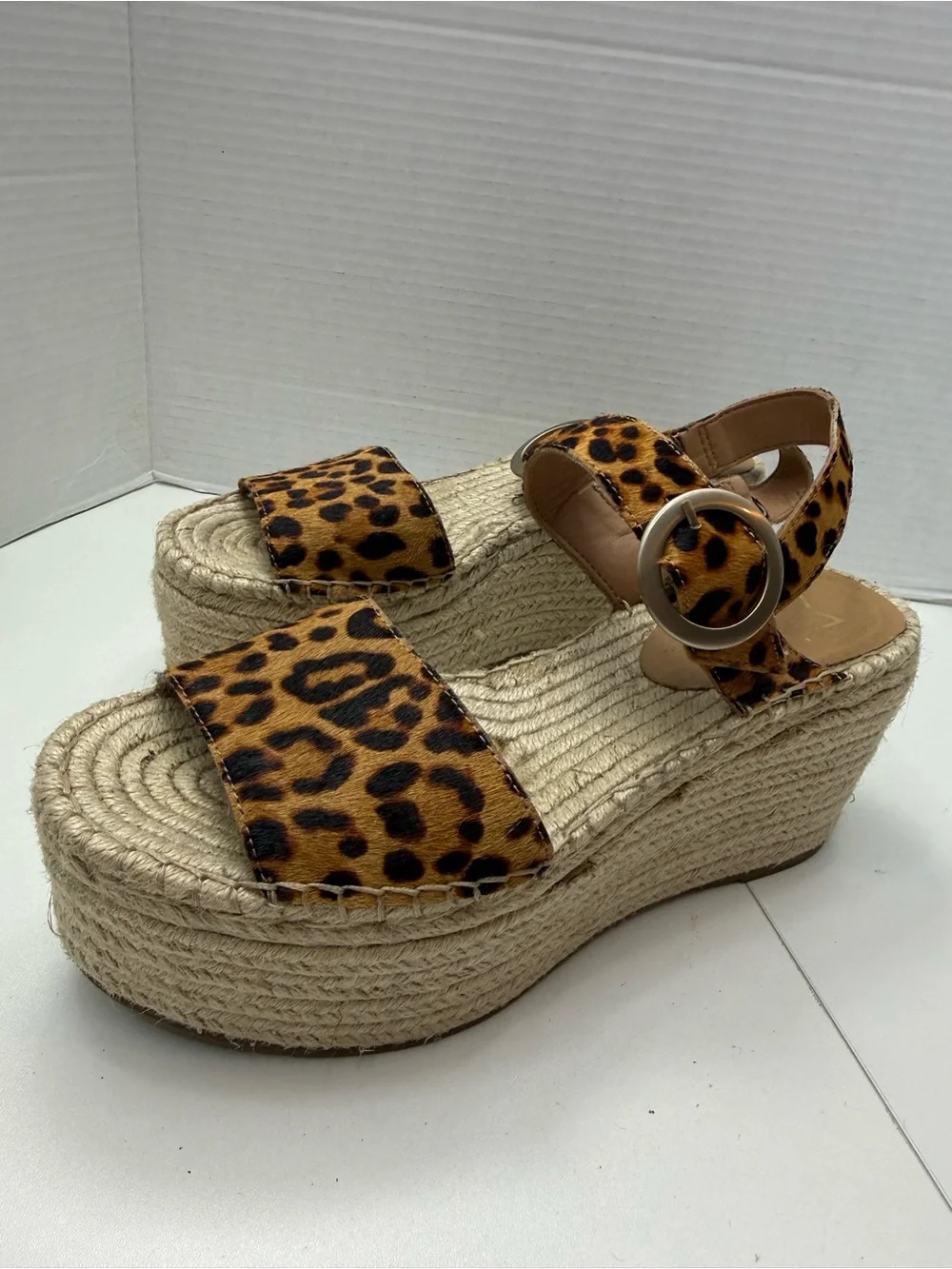 Marc Fisher Leopard Print Espadrille Platform Sandals size 10